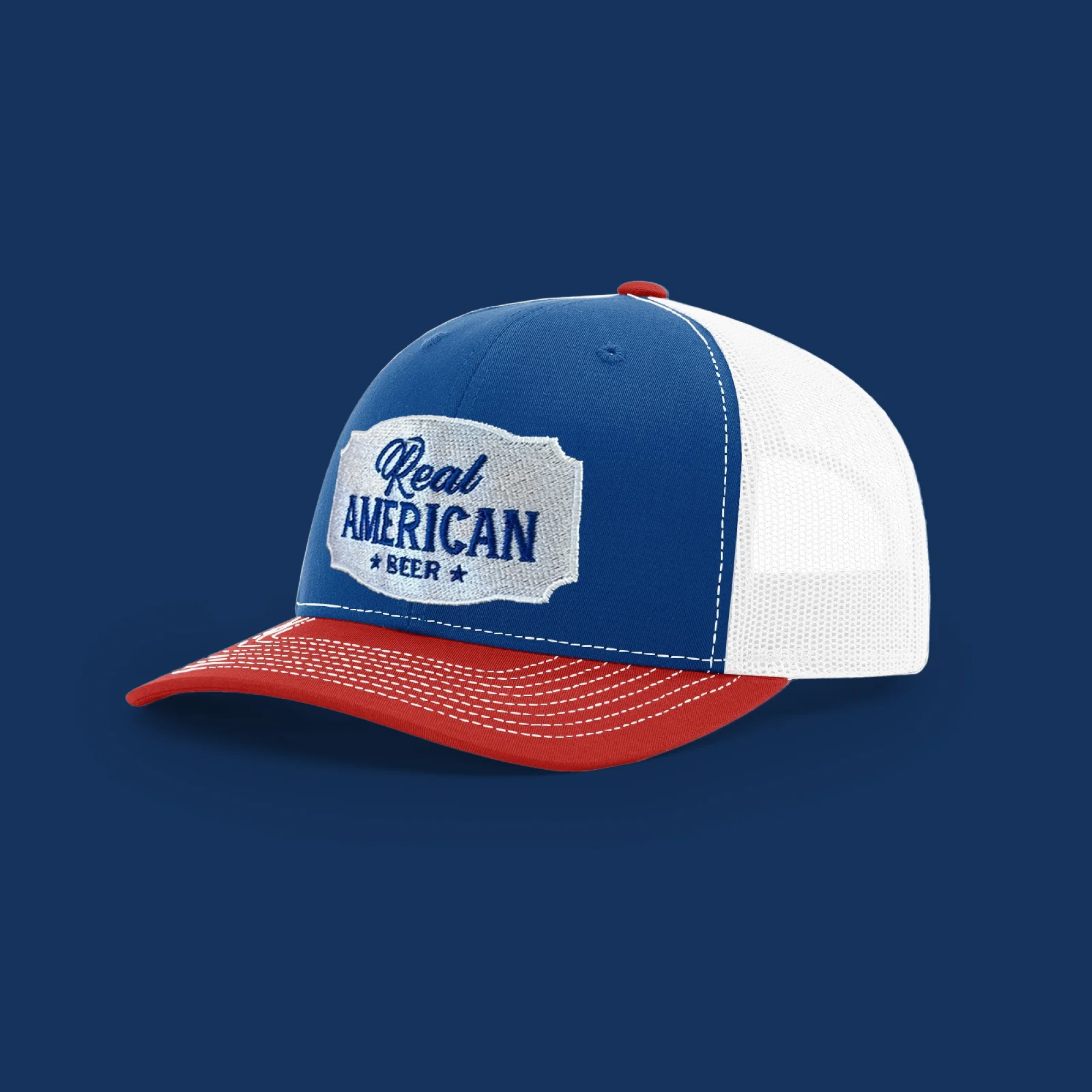 Red White Brew Trucker Hat Real American Beer